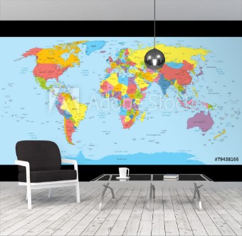 Image de World map with countries country and city names